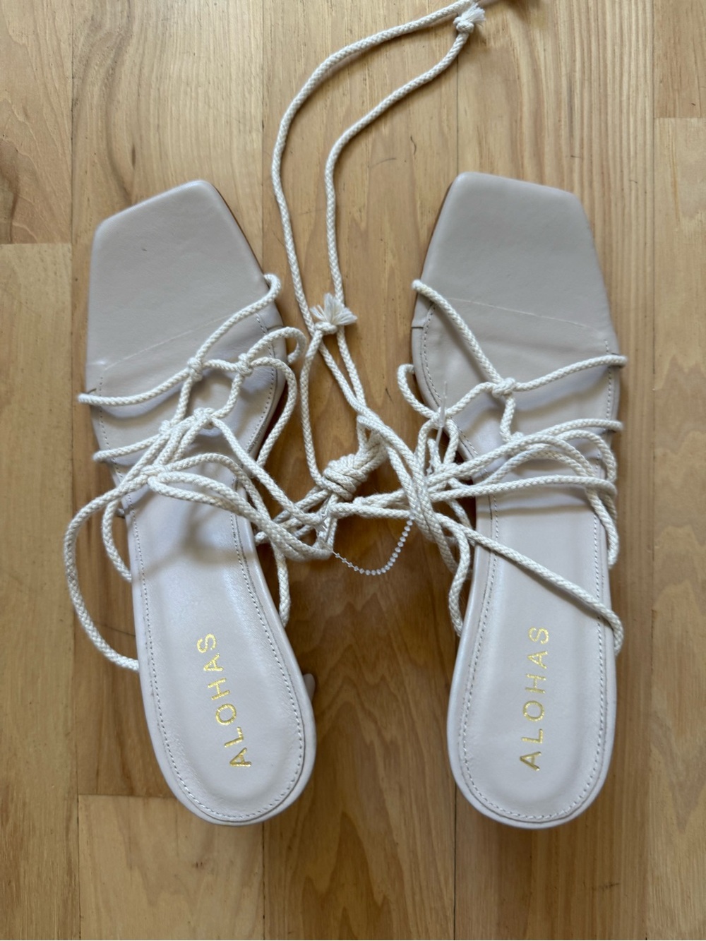 New Alohas Beige Lace-up Rope Sandals Size EU 38/US 7-7.5